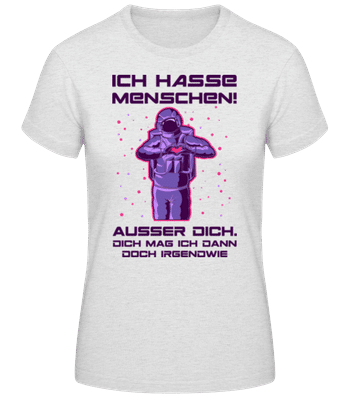 Ich Hasse Menschen - Frauen Basic T-Shirt - Grau meliert - Vorne
