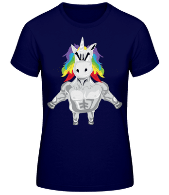 Muscular Unicorn - Women's Basic T-Shirt - Navy - Front