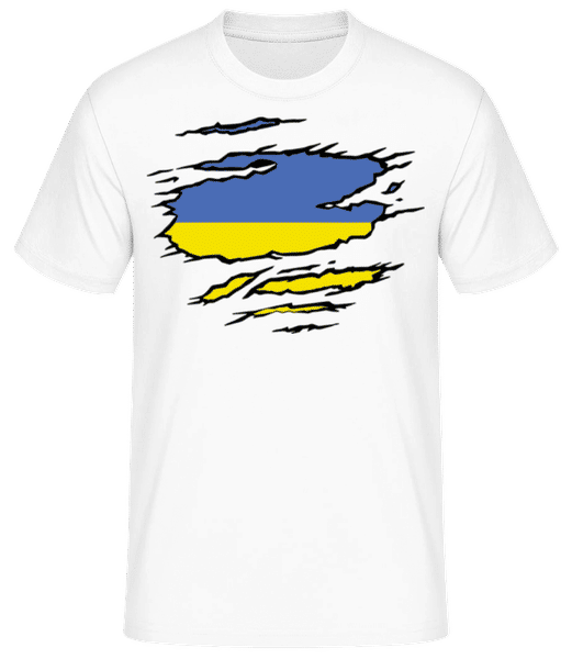 Aperçu: Drapeau Déchiré D'Ukraine - T-shirt standard Homme - Blanc - Devant