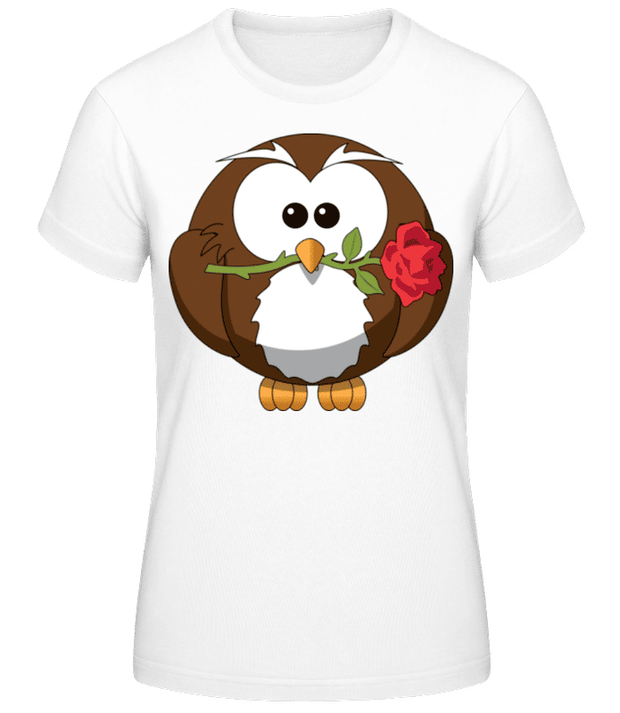Vorschau: Valentinstag Eule - Frauen Basic T-Shirt - Weiß - Vorne