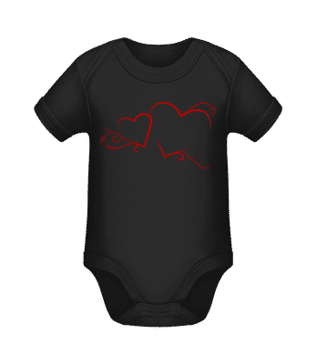 Hearts - Organic Baby Body - Black - Front