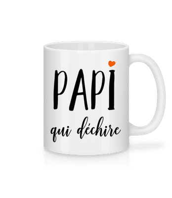 Papi Qui Déchire - Mug en céramique blanc - Blanc - Devant