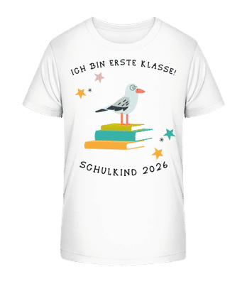 Schulkind 2025 Vogel - Kinder Bio T-Shirt Stanley Stella 2.0 - Weiß - Vorne