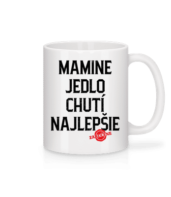 Mamine Jedlo Chutí Najlepšie - Keramický hrnček - Biela - Predné