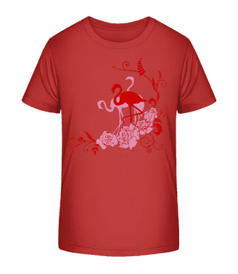 Flamingos Flowers - Kid's Organic T-Shirt Stanley Stella 2.0 - Red - Front
