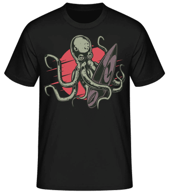 Surfing Octopus - Pánske basic tričko - Čierna - Predné