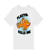 Plastik Kills Me - Kinder T-Shirt B&C - Weiß - Vorne