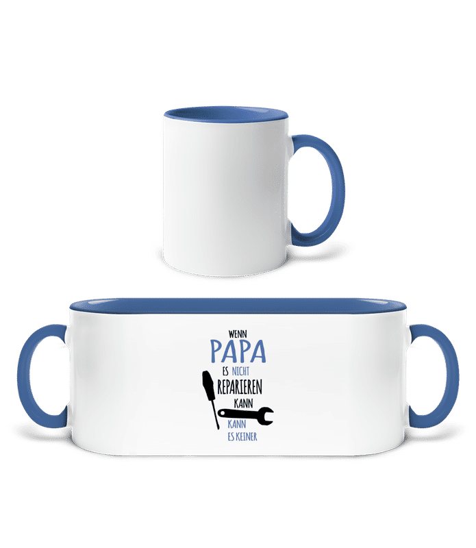 Vorschau: Wenn Papa Nicht Reparieren Kann - Tasse zweifarbig - Weiß / Blau - Vorne
