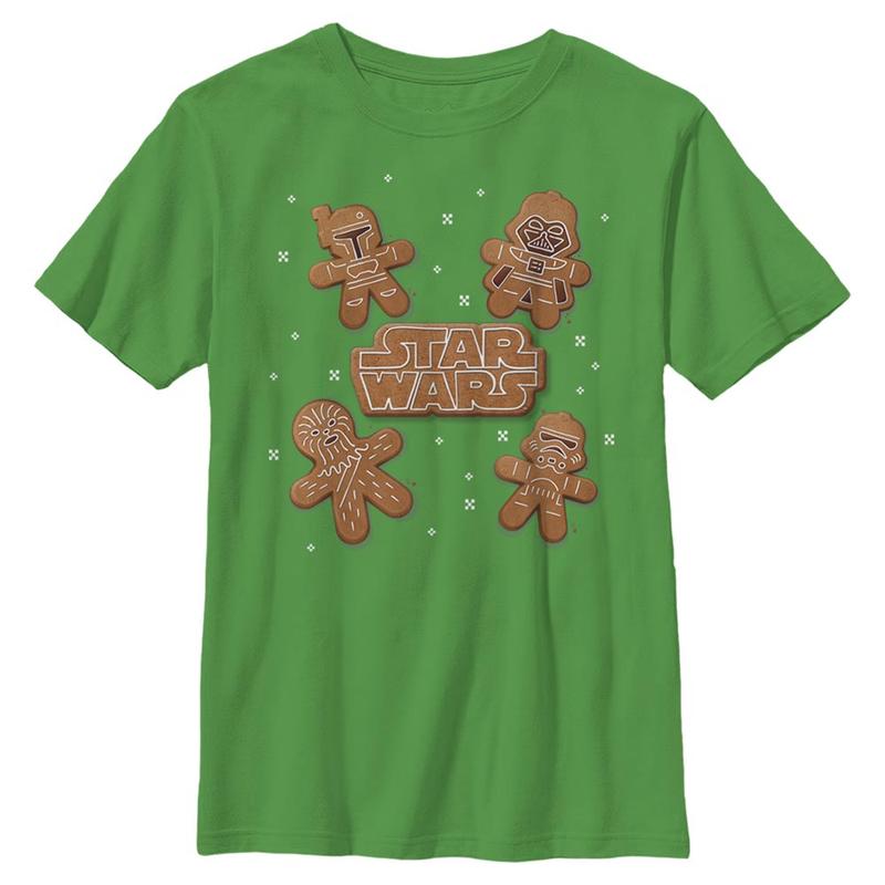 Preview: Star Wars - Skupina Gingerbread Crew - Christmas - Kids T-Shirt - Kelly green - Front