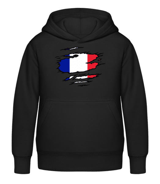 Aperçu: Drapeau mûré France - Sweat à capuche Enfant - Noir - Devant