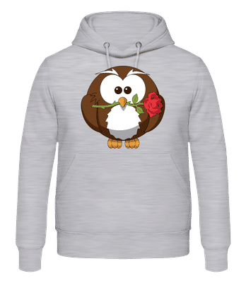 Valentine's Day Owl - Sudadera con capucha para hombre - Gris moteado - delante
