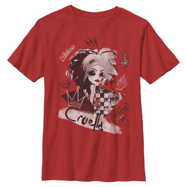 Preview: Disney Classics - Cruella - Cruella DeVille Artsy - Kids T-Shirt - Red - Front