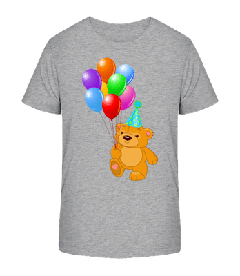 Bär Mit Ballons - Kinder Bio T-Shirt Stanley Stella 2.0 - Grau meliert - Vorne