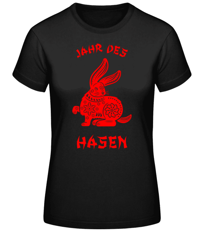 Vorschau: Chinesisches Zeichen Jahr Des Hasen - Frauen Basic T-Shirt - Schwarz - Vorne
