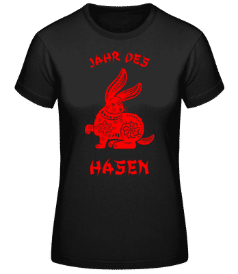 Chinesisches Zeichen Jahr Des Hasen - Frauen Basic T-Shirt - Schwarz - Vorne