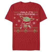 Star Wars - The Mandalorian - The Child Child Outside - Christmas - Men's T-Shirt - Red - Front