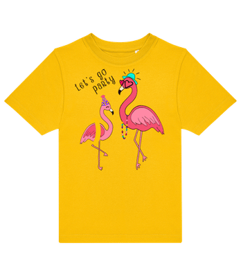 Party Flamingos - Kids B&C T-Shirt - Yellow - Front