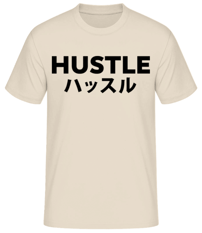 Vorschau: Hustle Kanji - Männer Basic T-Shirt - Creme - Vorne