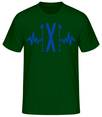 Ski Heartbeat Bleu - T-shirt standard Homme - Vert bouteille - Devant