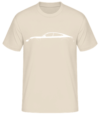 'Porsche Taycan Turbo S' Silhouette - Pánske basic tričko - Krémová - Predné
