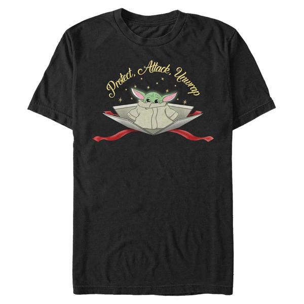 Aperçu: Star Wars - The Mandalorian - The Child Protect Attack Unwrap - Christmas - Homme T-shirt - Noir - Devant