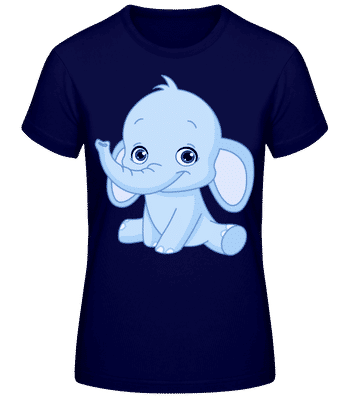 Elephant Comic Blue - Women's Basic T-Shirt - Navy - Front