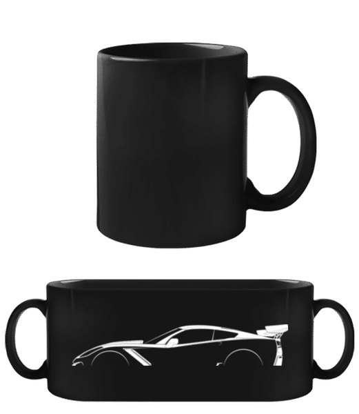 'Chevrolet Corvette C7 ZR1' Silhouette - Tasse Noire - Noir - Devant