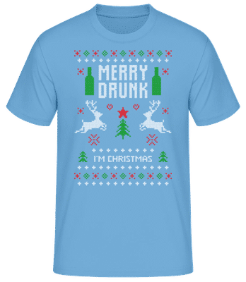 Merry Drunk I Am  Christmas - Men's Basic T-Shirt - Light blue - Front