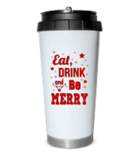 Eat Drink And Be Merry Red - Travel mug - White - Front