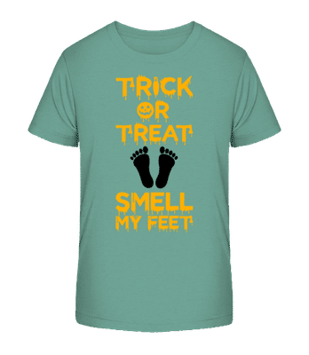 Trick Or Treat, Smell My Feet - Kid's Organic T-Shirt Stanley Stella 2.0 - Teal - Front