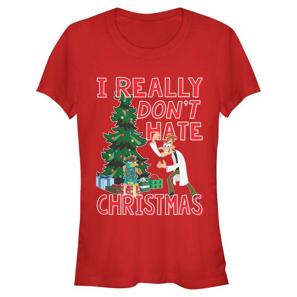 Aperçu: Disney Classics - Phinéas et Ferb - Doof Christmas - Christmas - Femme T-shirt - Rouge - Devant