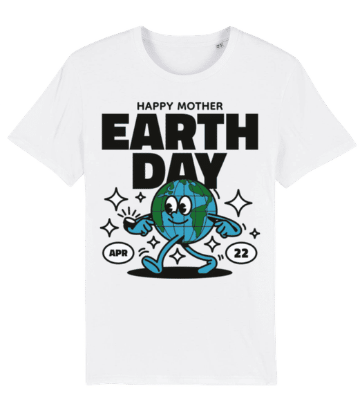 Aperçu: Happy Mother Earth - T-shirt bio Homme Stanley Stella 2.0 - Blanc - Devant