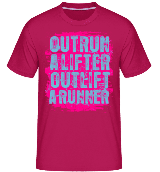 Preview: Outrun A Lifter Outlift A Runner -  Shirtinator Men's T-Shirt - Magenta - Front