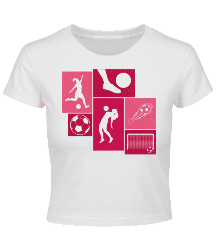 Vorschau: Fußball Collage - Crop T-Shirt - Weiß - Vorne