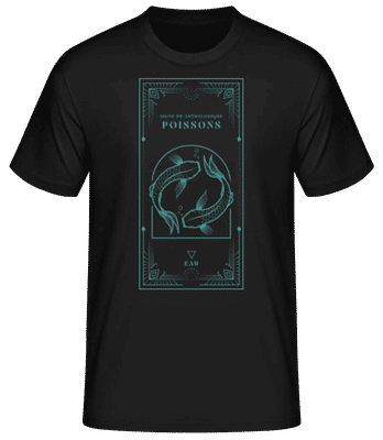 Art Déco Signe Astrologique Poissons - T-shirt standard Homme - Noir - Devant