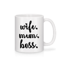 Motiv Wife Mum Boss - Tasse - Weiß - Vorne