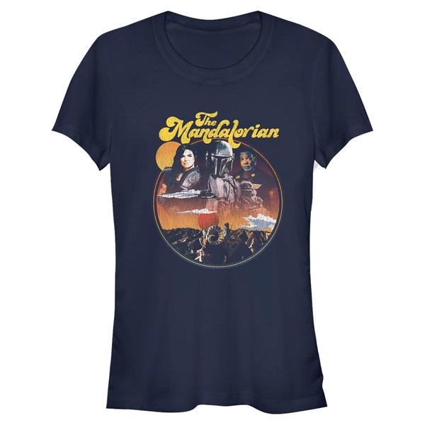 Aperçu: Star Wars - The Mandalorian - Mandalorian Razor Crew - Femme T-shirt - Bleu marine - Devant