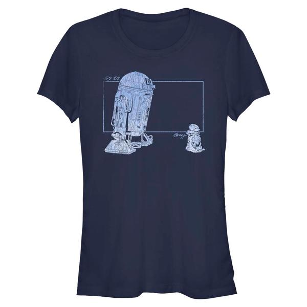 Preview: Star Wars - The Mandalorian - Grogu & R2D2 Grogu R2 Vintage - Women's T-Shirt - Navy - Front