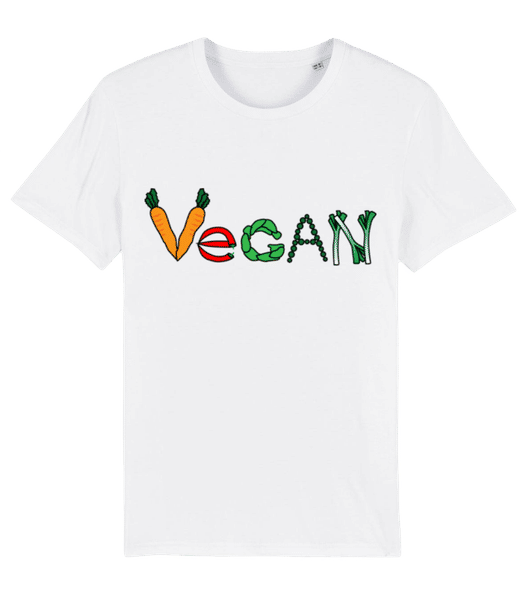 Preview: Vegan Comic - Men's Organic T-Shirt Stanley Stella 2.0 - White - Front