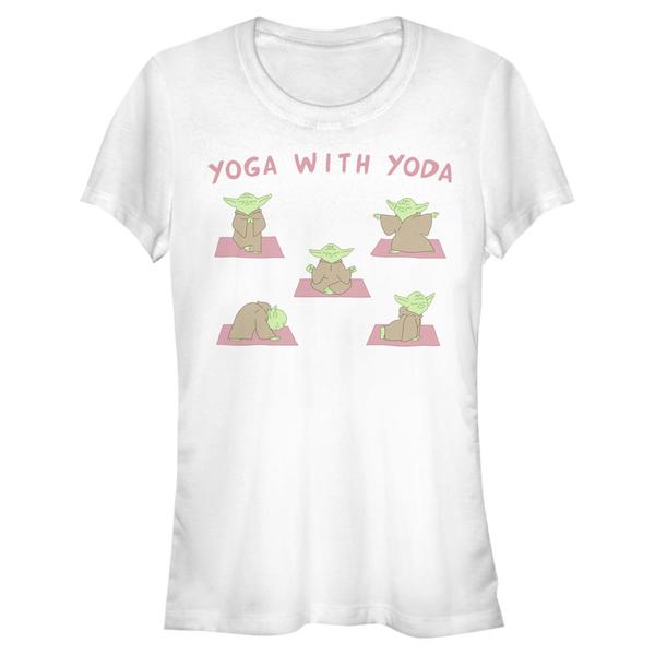 Aperçu: Star Wars - Classic Yoga With Yoda - Femme T-shirt - Blanc - Devant