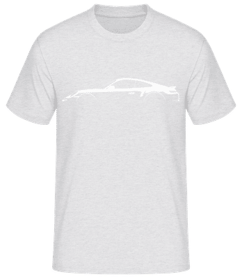 'Porsche 911 Turbo S (992)' Silhouette - Pánské basic tričko - Melírově šedá - Napřed