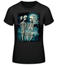Skeleton Selfie - Camiseta básica de mujer - Negro - delante
