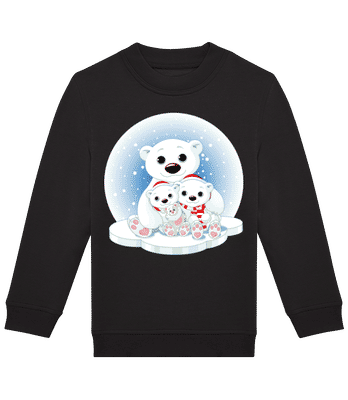 Eisbären Familie - Kinder Standard Pullover - Schwarz - Vorne