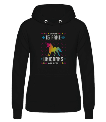 Santa Is Fake Unicorns Are Real - Sweat à capuche basique pour femme - Noir - Devant