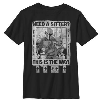Star Wars - Mandalorian - Mando & Child Protection Guaranteed - Dětské Tričko - Černá - Napřed