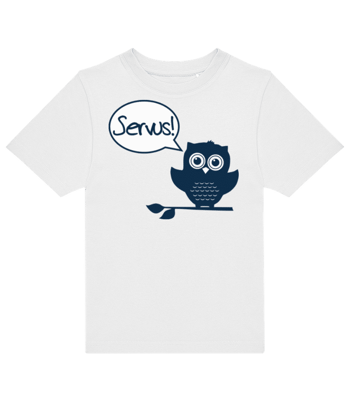 Vorschau: Servus! - Eule - Kinder T-Shirt B&C - Weiß - Vorne