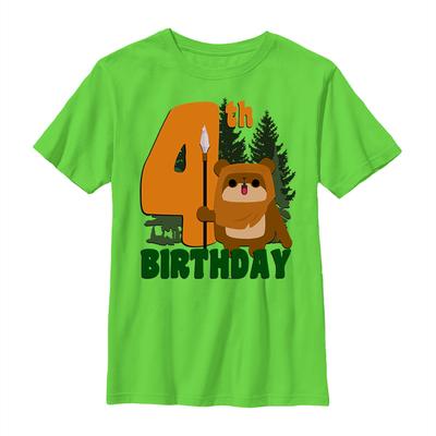 Star Wars - Ewoks 4th Birthday - Birthday - Enfant T-shirt - Citron vert - Devant
