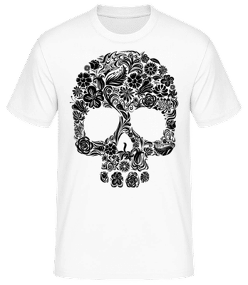 Flower Skull - Männer Basic T-Shirt - Weiß - Vorne