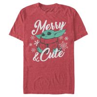 Star Wars - The Mandalorian - The Child Merry and Cute - Navidad - Hombres Camiseta - Rojo moteado - delante