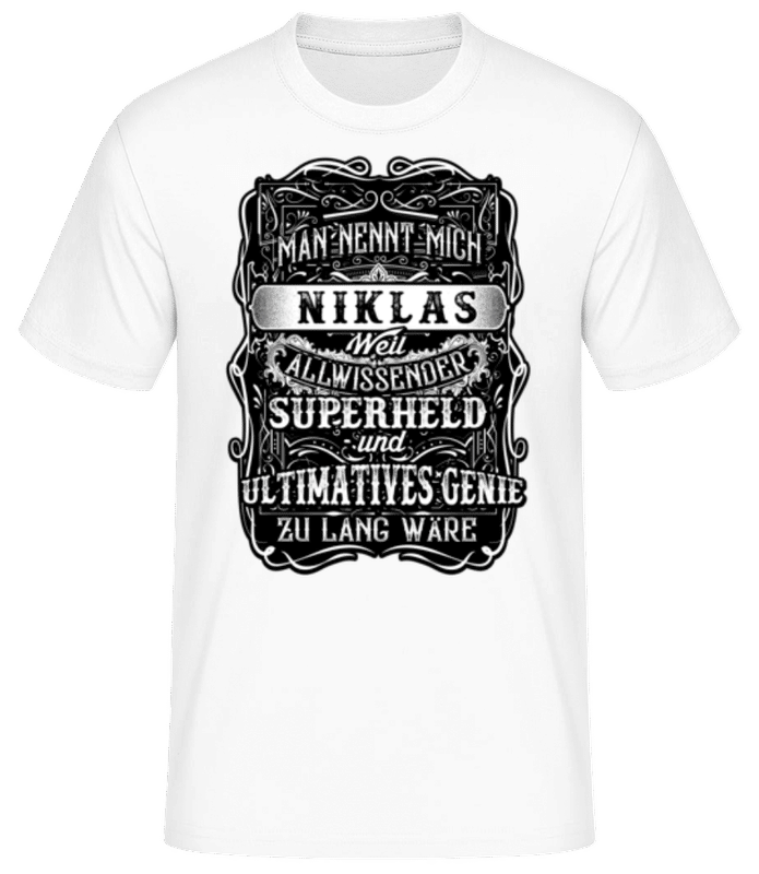 Vorschau: Man Nennt Mich Niklas - Männer Basic T-Shirt - Weiß - Vorne